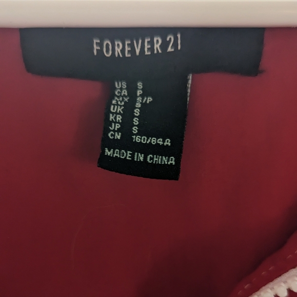 Forever 21 S Red Jacket White Zipper - Picture 3 of 5